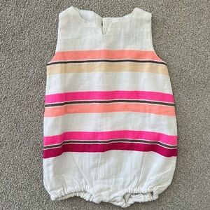 NWOT LemLem Baby Girl Stripe One Piece with Button Back Size: 12 months